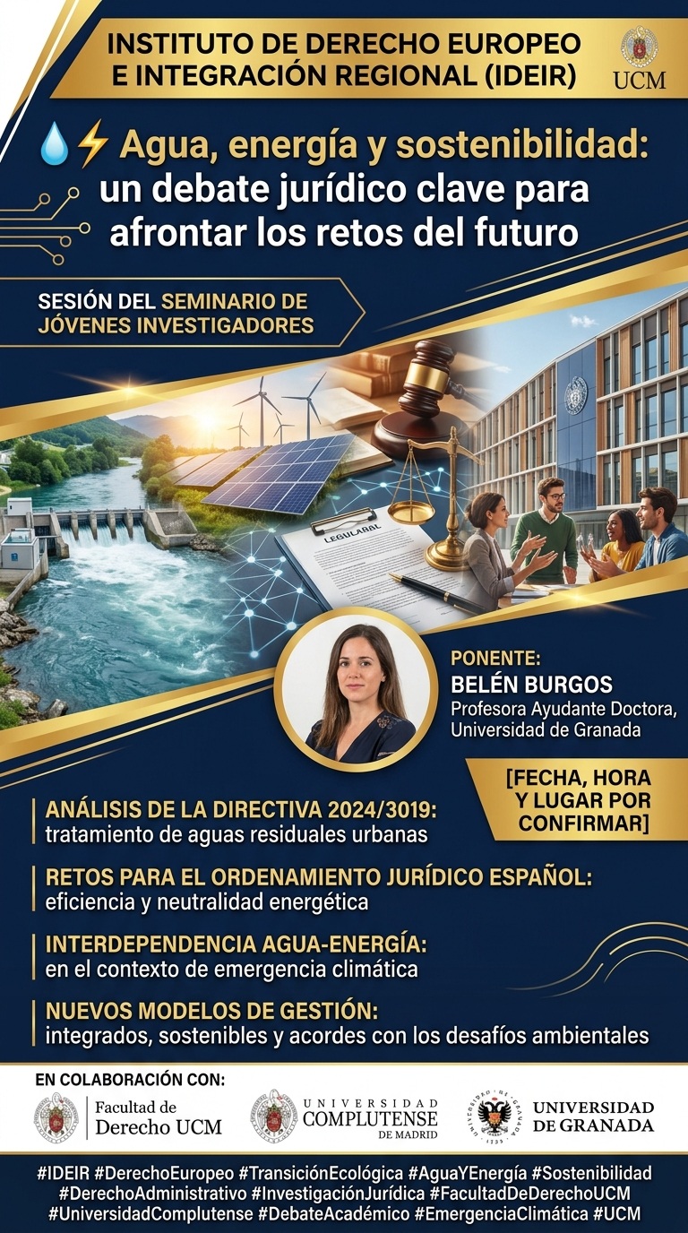 Seminario IDEIR "El Binomio Agua-Energía a la luz de la Nueva Directiva 2024/3019 sobre el Tratamiento de las Aguas Residuales Urbanas". (16 octubre) 